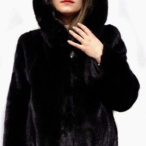 Stylish Faux Fur Mink Hooded Coat